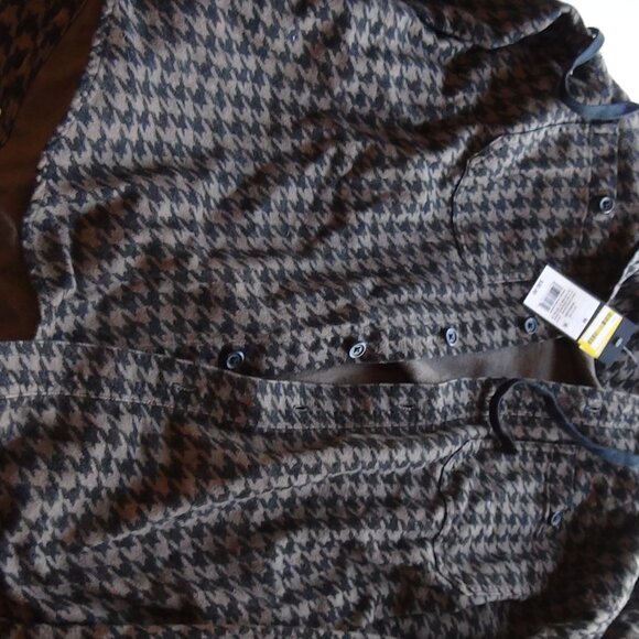 MEN'S Original Use Hoody Jacket Sweater Brown Houndstooth ButtonUp Long Sleeve M - Picture 3 of 16